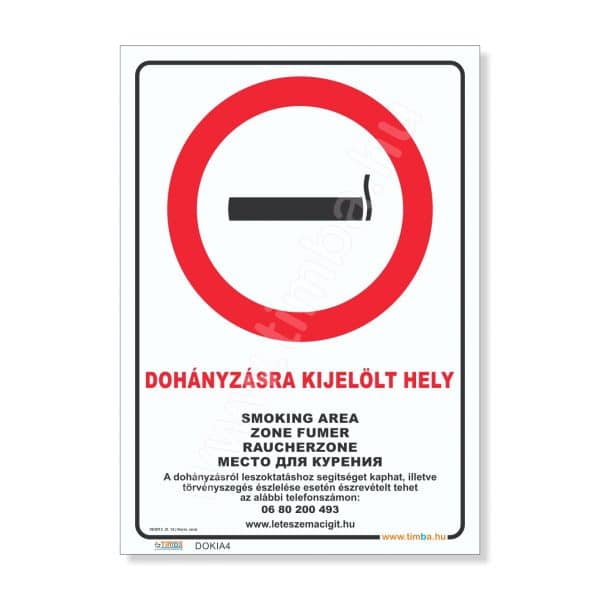 dohanyzasra kijelolt hely